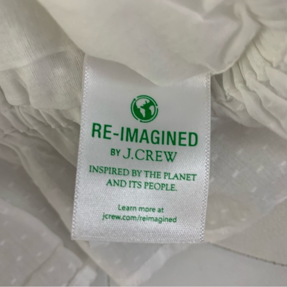 J. Crew Swiss Dot Hidden Button Placket Elastic Neckline Peasant Top White XL - Picture 7 of 10